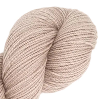 Beige skein of yarn on a white background